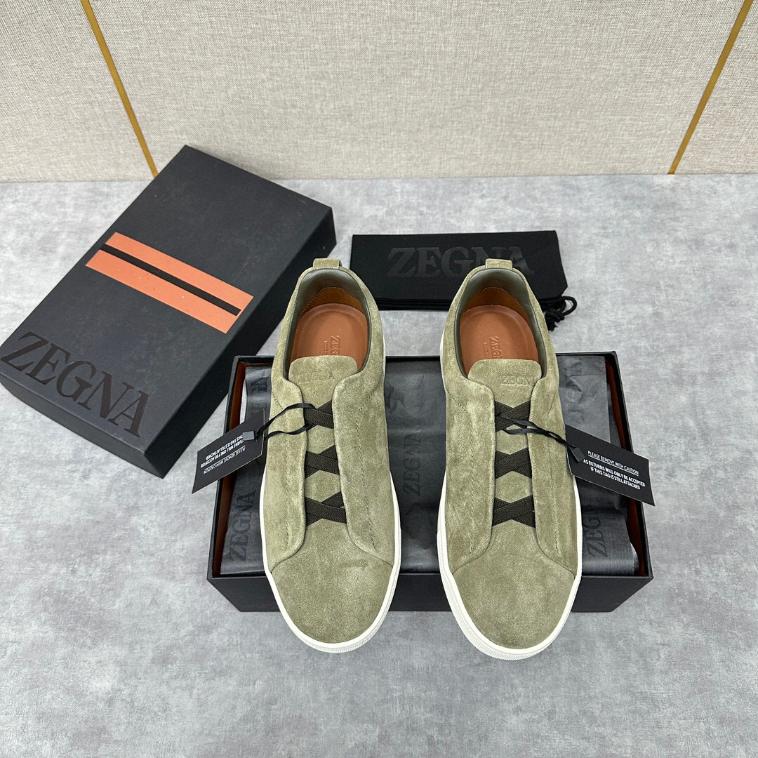 ZEGNA SUEDE TRIPLE STITCH  LUXURY SNEAKERS