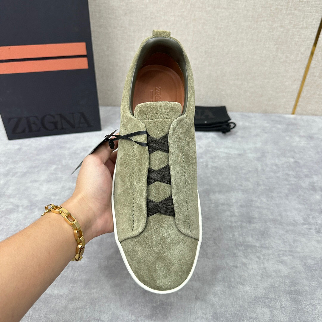 ZEGNA SUEDE TRIPLE STITCH  LUXURY SNEAKERS