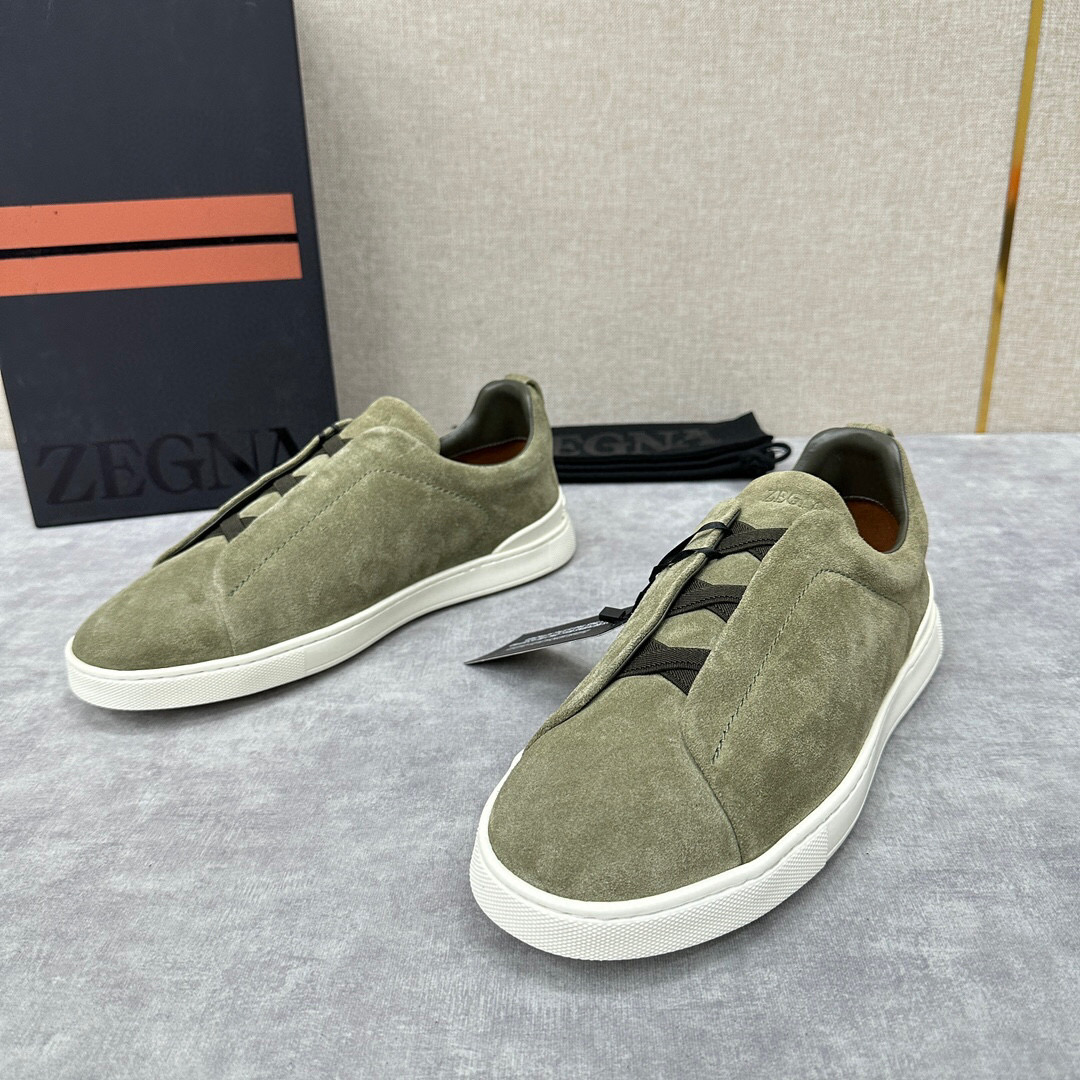ZEGNA SUEDE TRIPLE STITCH  LUXURY SNEAKERS