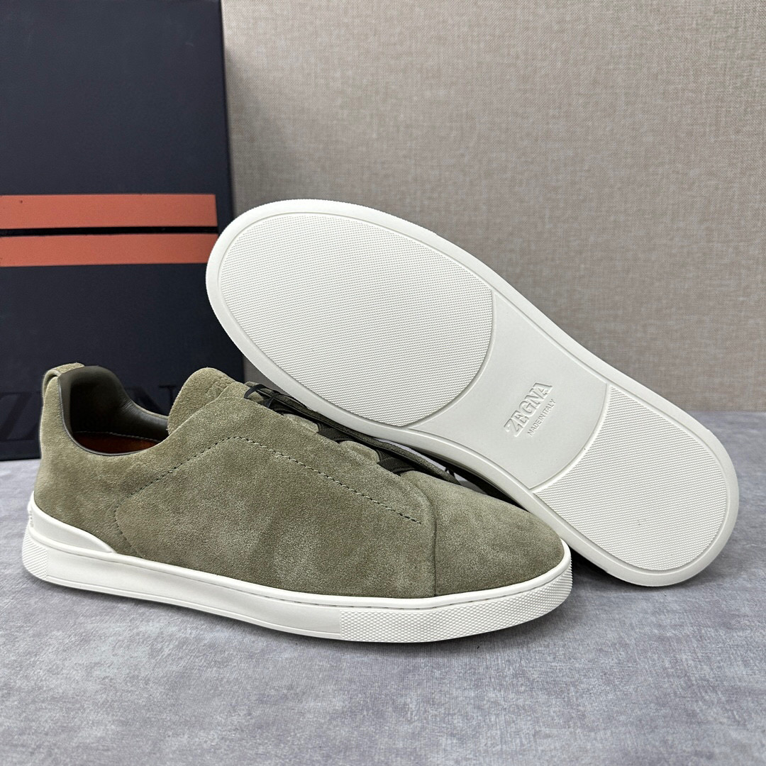 ZEGNA SUEDE TRIPLE STITCH  LUXURY SNEAKERS