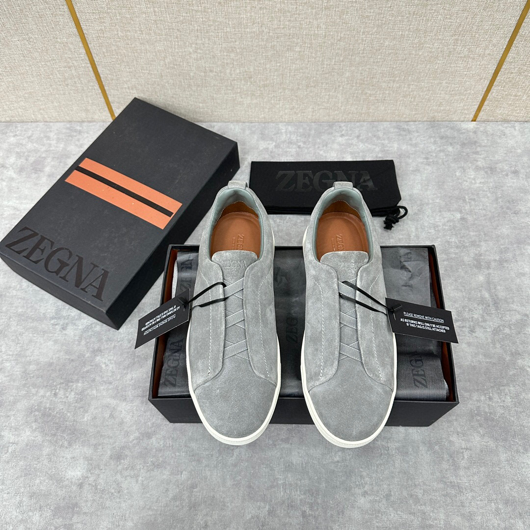 ZEGNA SUEDE TRIPLE STITCH  LUXURY SNEAKERS