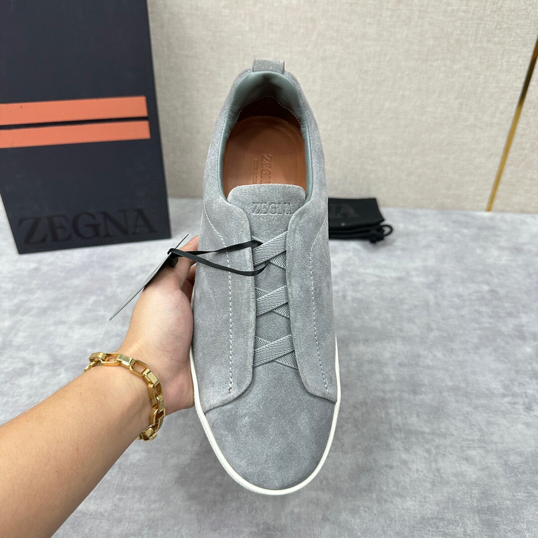 ZEGNA SUEDE TRIPLE STITCH  LUXURY SNEAKERS