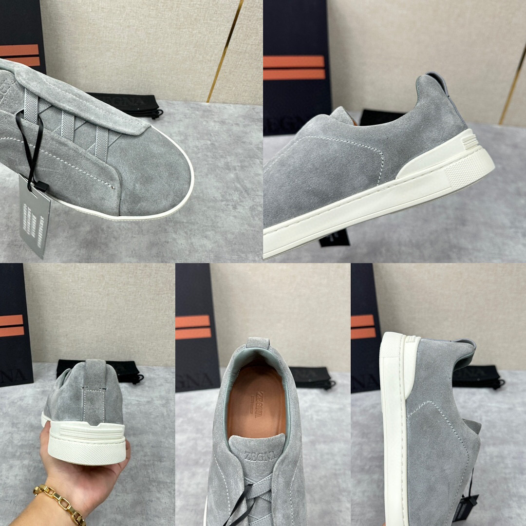 ZEGNA SUEDE TRIPLE STITCH  LUXURY SNEAKERS