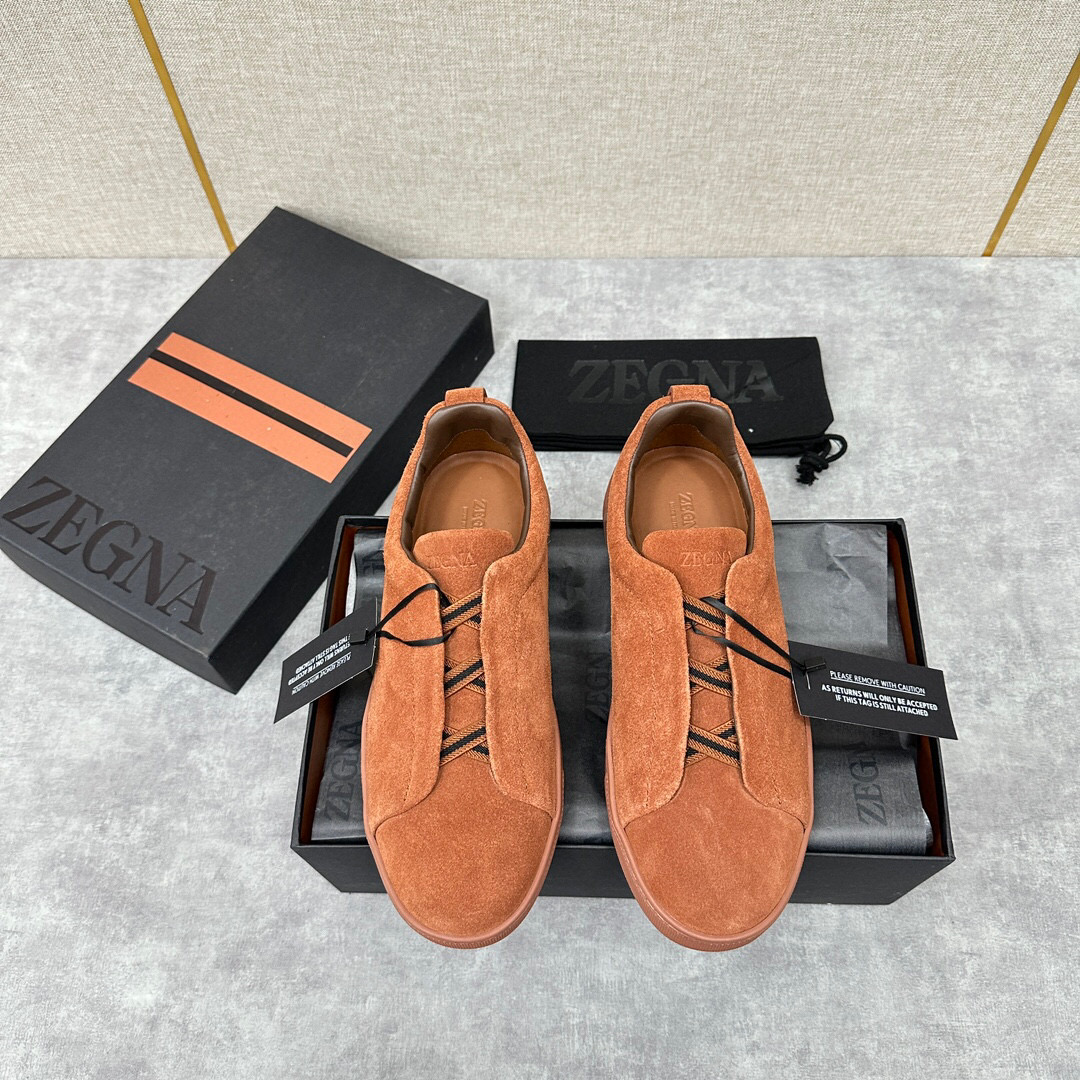 ZEGNA SUEDE TRIPLE STITCH  LUXURY SNEAKERS