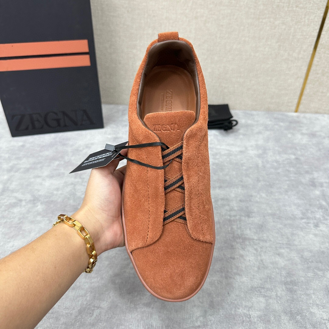 ZEGNA SUEDE TRIPLE STITCH  LUXURY SNEAKERS