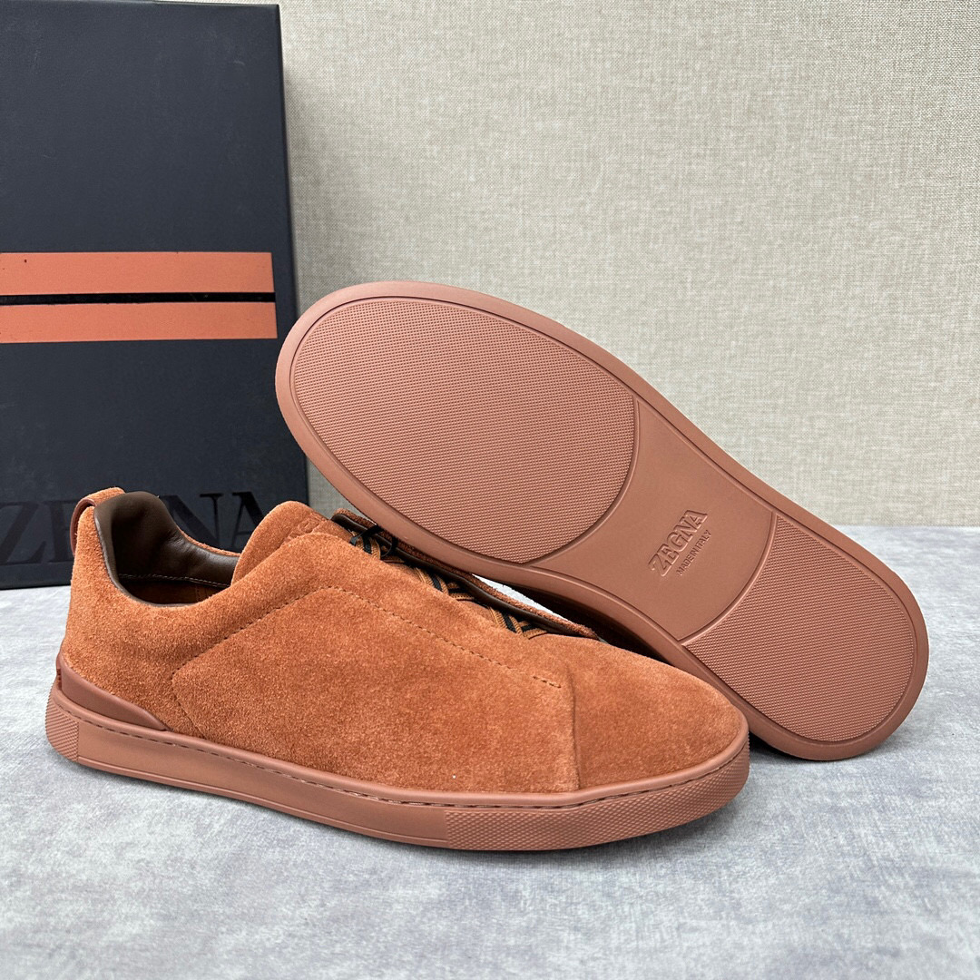 ZEGNA SUEDE TRIPLE STITCH  LUXURY SNEAKERS