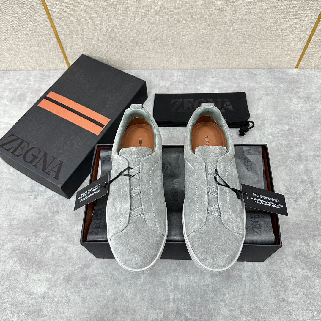ZEGNA SUEDE TRIPLE STITCH  LUXURY SNEAKERS