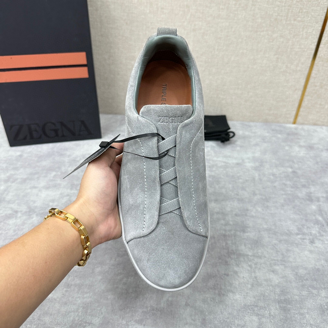 ZEGNA SUEDE TRIPLE STITCH  LUXURY SNEAKERS