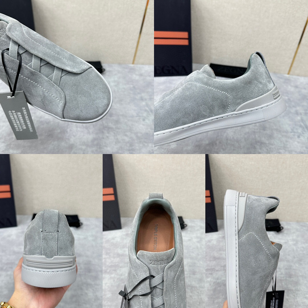 ZEGNA SUEDE TRIPLE STITCH  LUXURY SNEAKERS