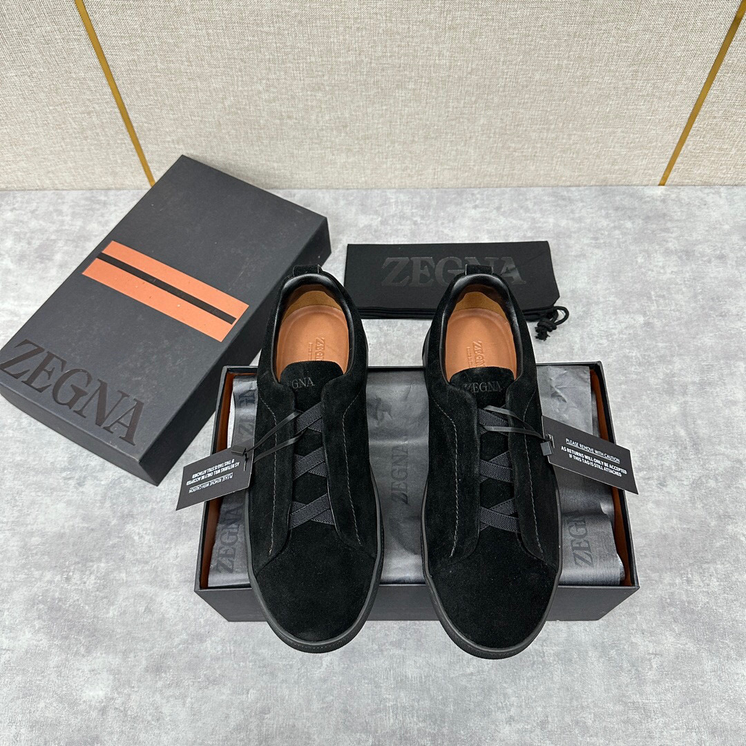 ZEGNA SUEDE TRIPLE STITCH  LUXURY SNEAKERS