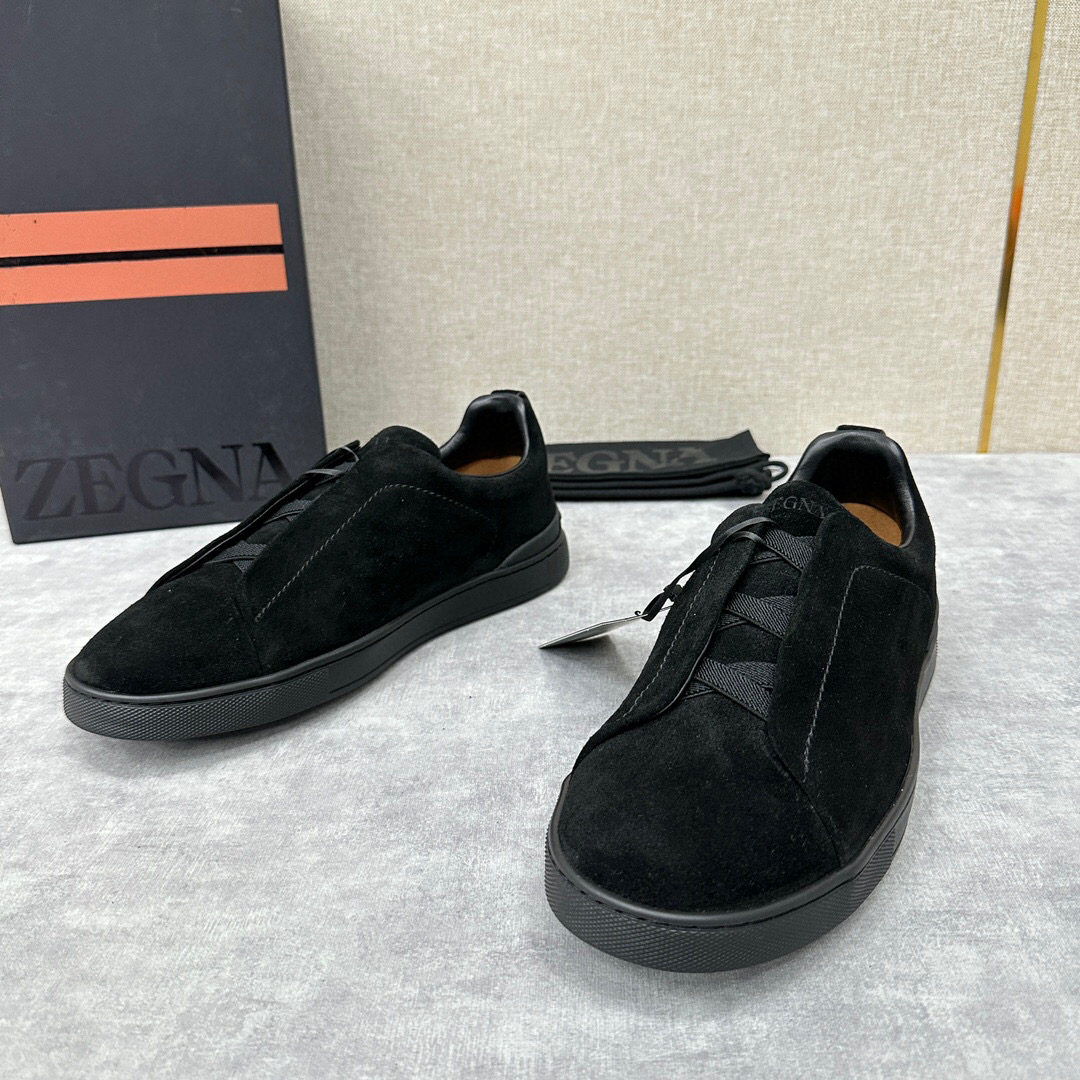 ZEGNA SUEDE TRIPLE STITCH  LUXURY SNEAKERS