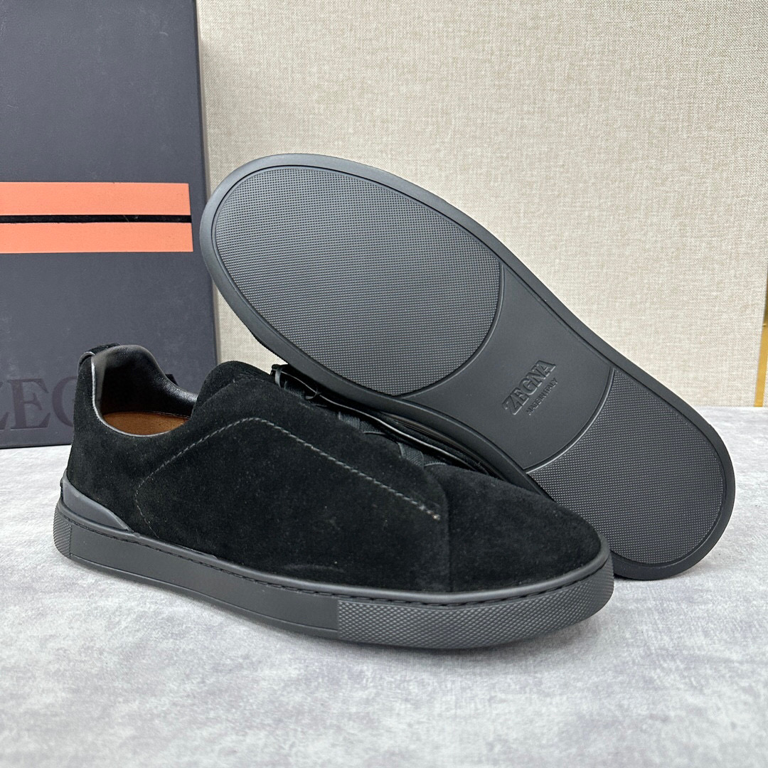 ZEGNA SUEDE TRIPLE STITCH  LUXURY SNEAKERS