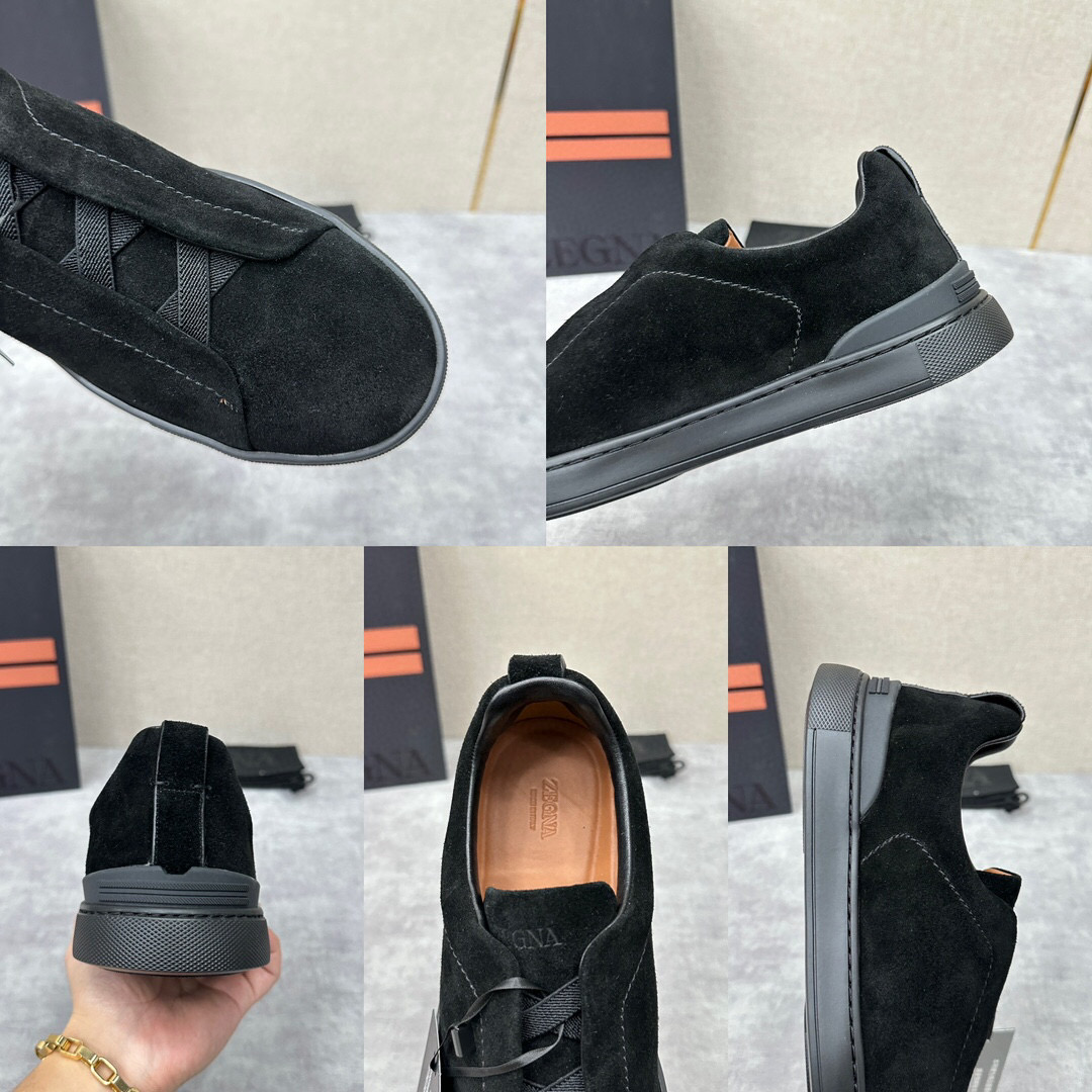 ZEGNA SUEDE TRIPLE STITCH  LUXURY SNEAKERS