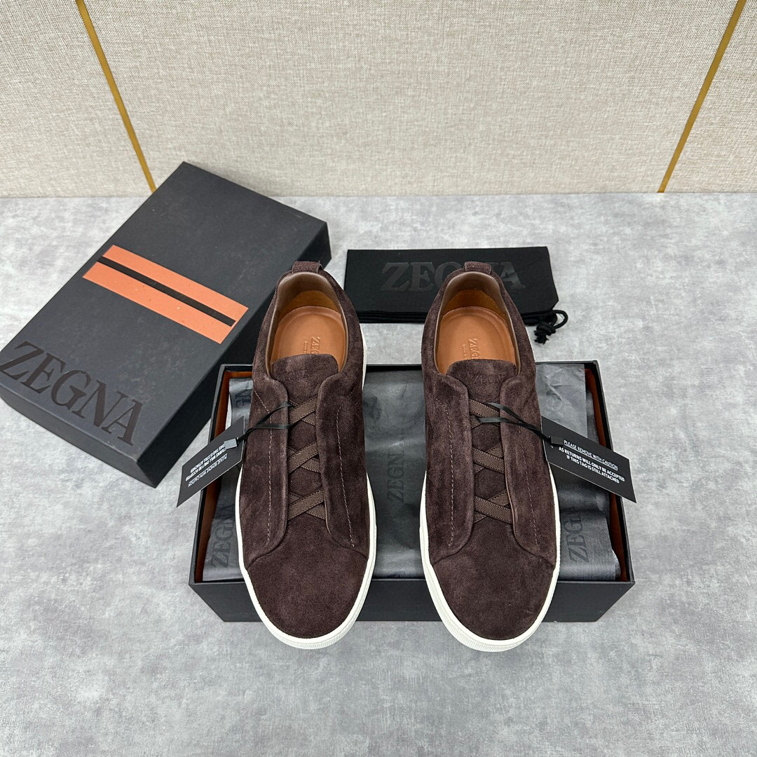 ZEGNA SUEDE TRIPLE STITCH  LUXURY SNEAKERS