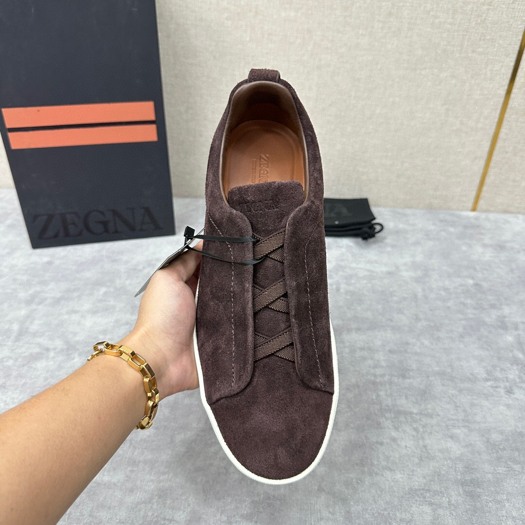 ZEGNA SUEDE TRIPLE STITCH  LUXURY SNEAKERS