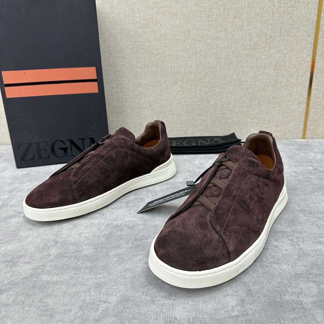 ZEGNA SUEDE TRIPLE STITCH  LUXURY SNEAKERS