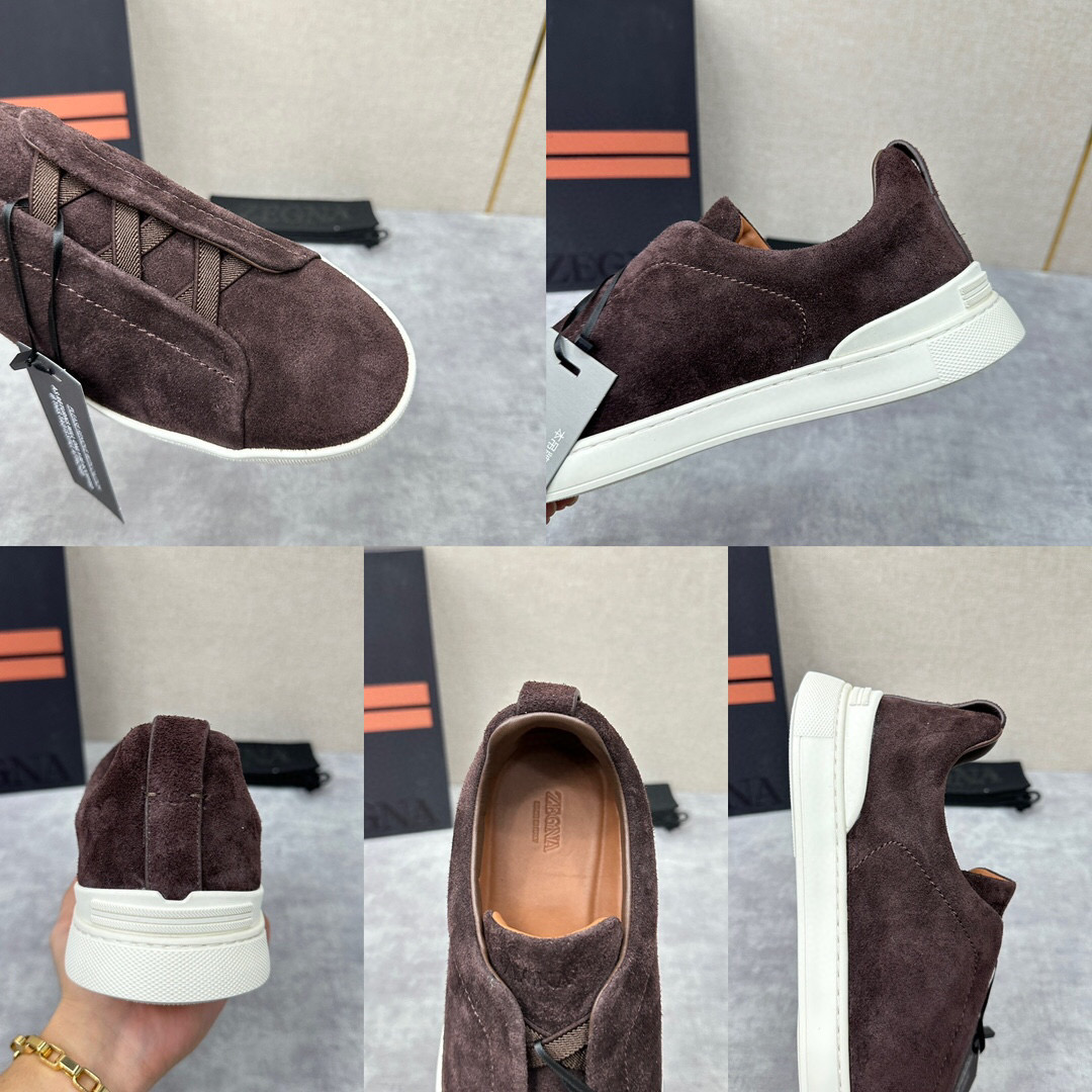 ZEGNA SUEDE TRIPLE STITCH  LUXURY SNEAKERS