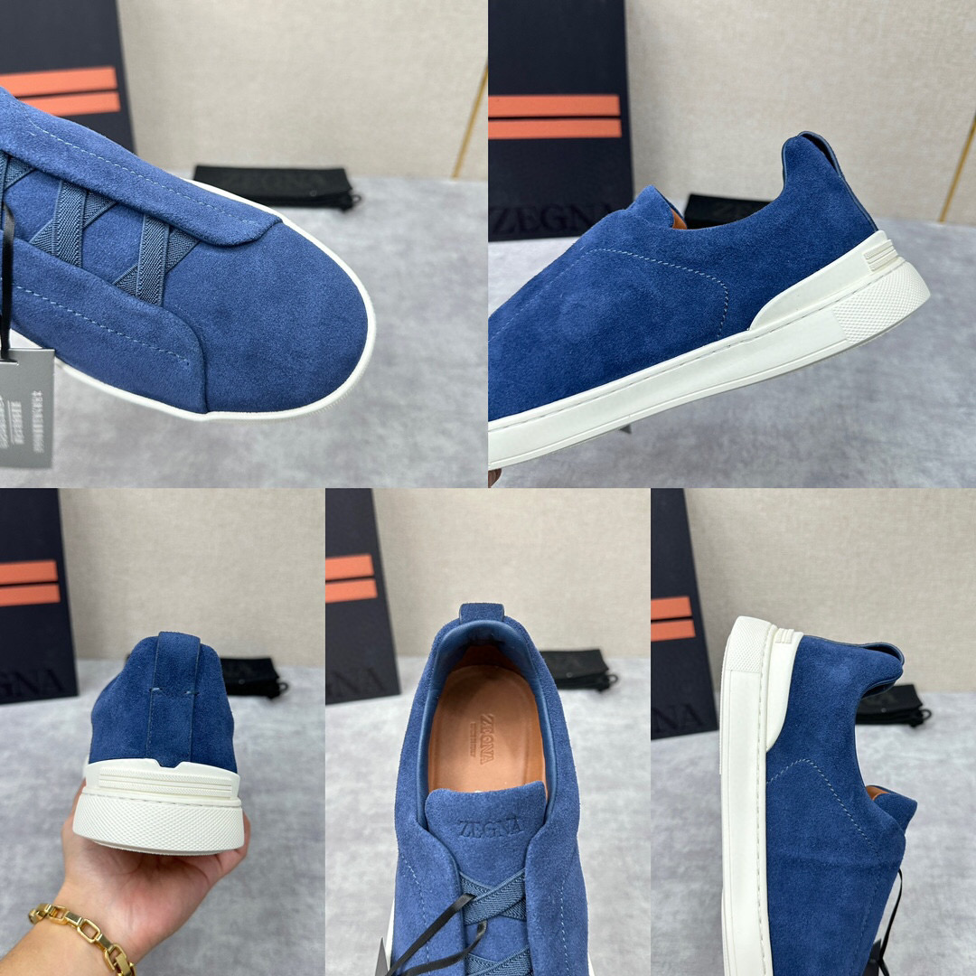ZEGNA SUEDE TRIPLE STITCH  LUXURY SNEAKERS