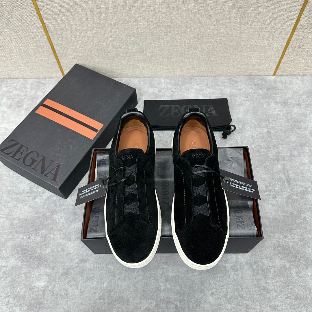 ZEGNA SUEDE TRIPLE STITCH  LUXURY SNEAKERS