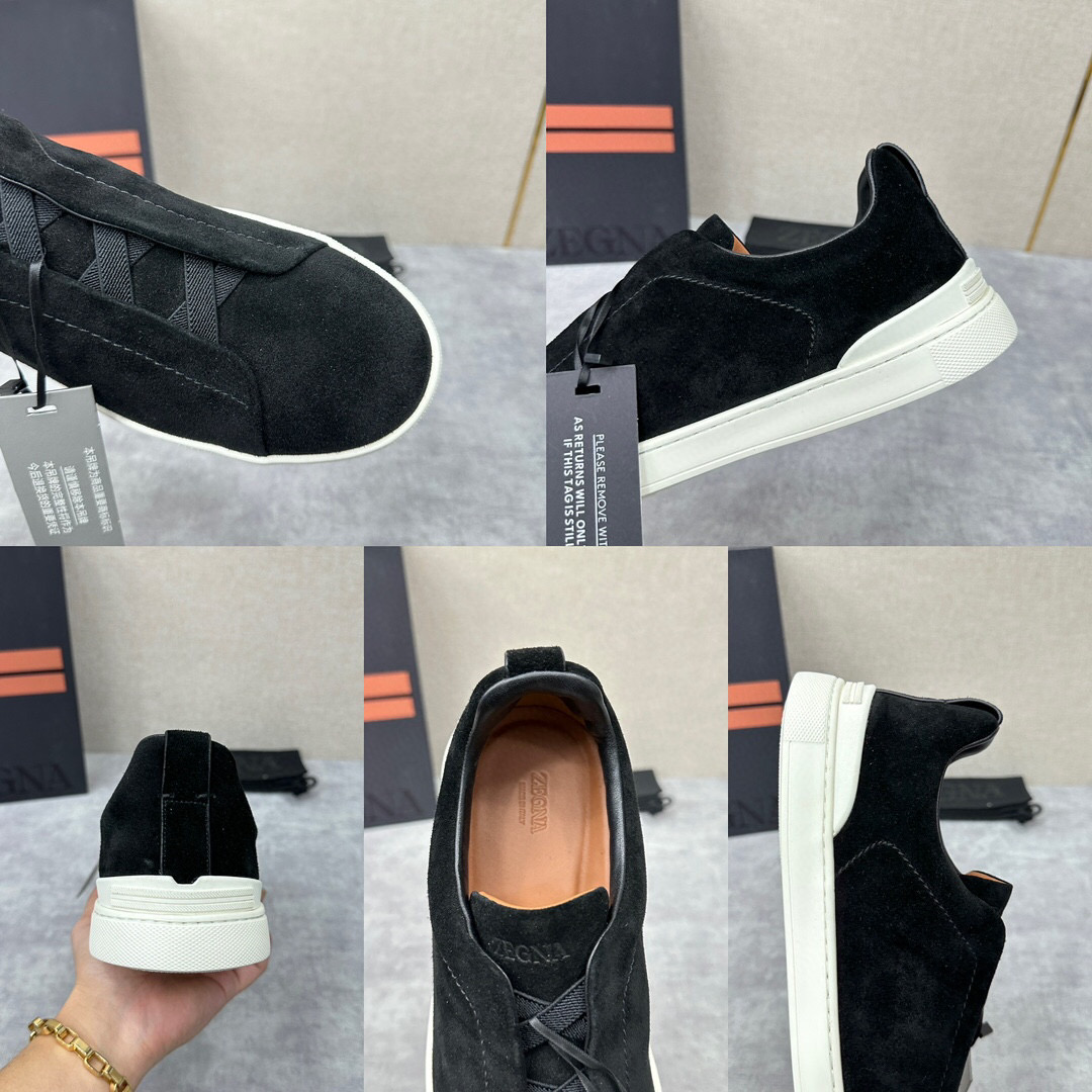 ZEGNA SUEDE TRIPLE STITCH  LUXURY SNEAKERS