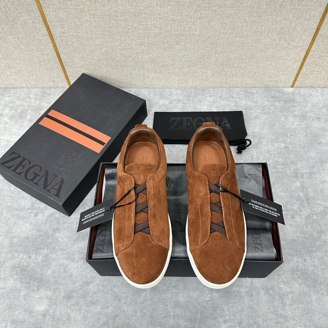 ZEGNA SUEDE TRIPLE STITCH  LUXURY SNEAKERS