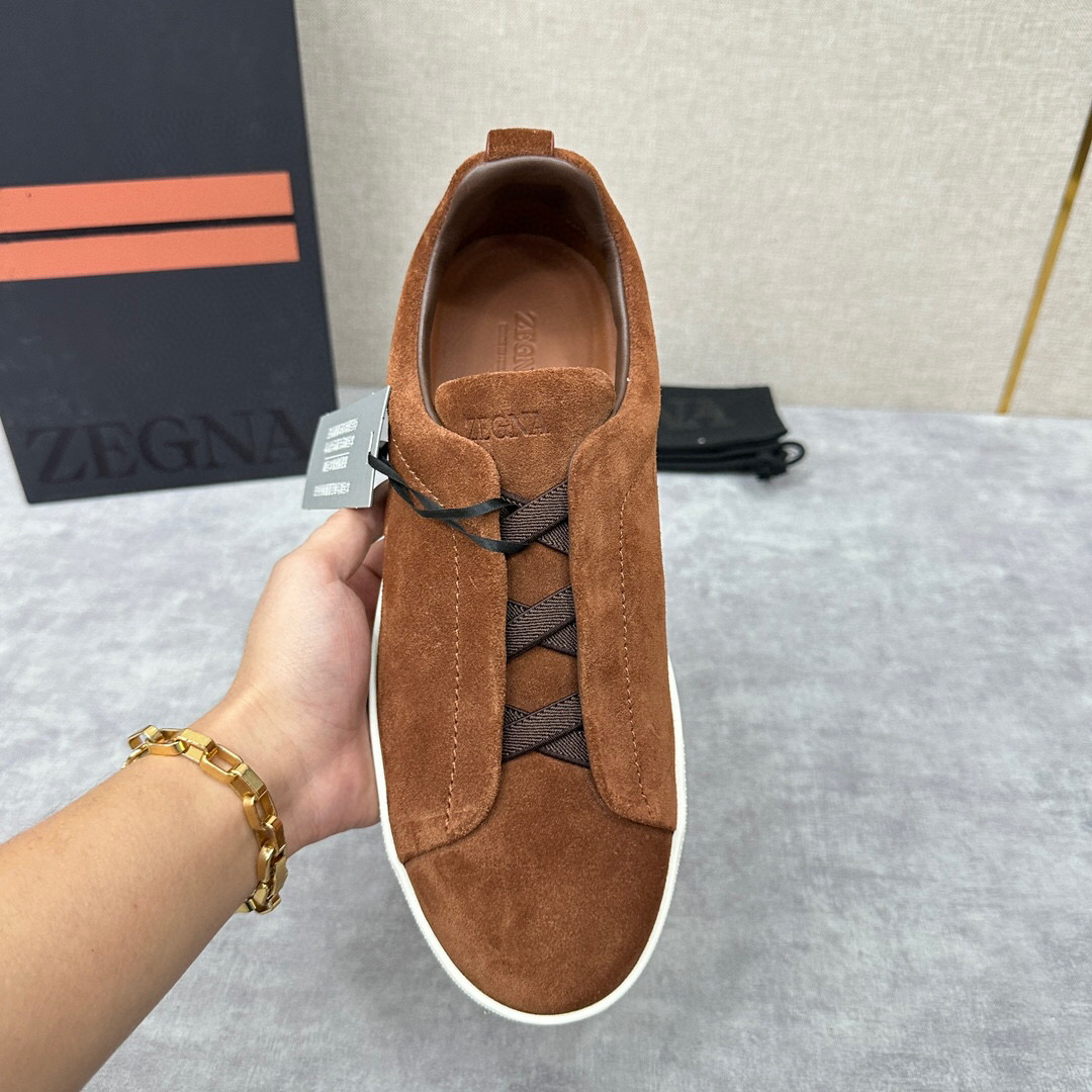 ZEGNA SUEDE TRIPLE STITCH  LUXURY SNEAKERS