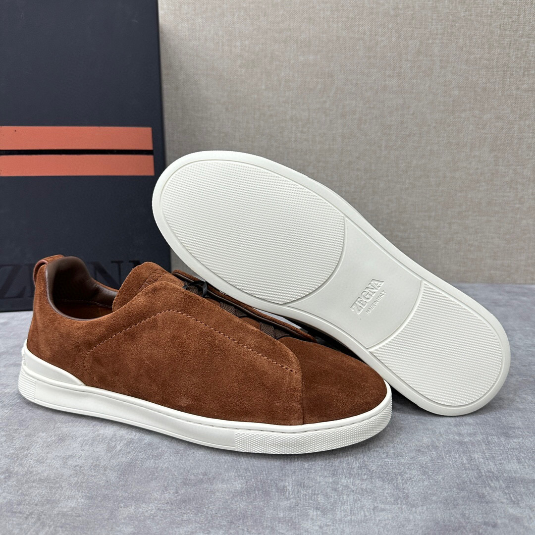 ZEGNA SUEDE TRIPLE STITCH  LUXURY SNEAKERS