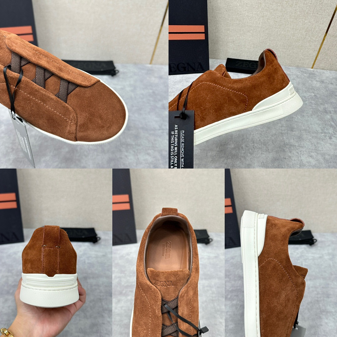 ZEGNA SUEDE TRIPLE STITCH  LUXURY SNEAKERS