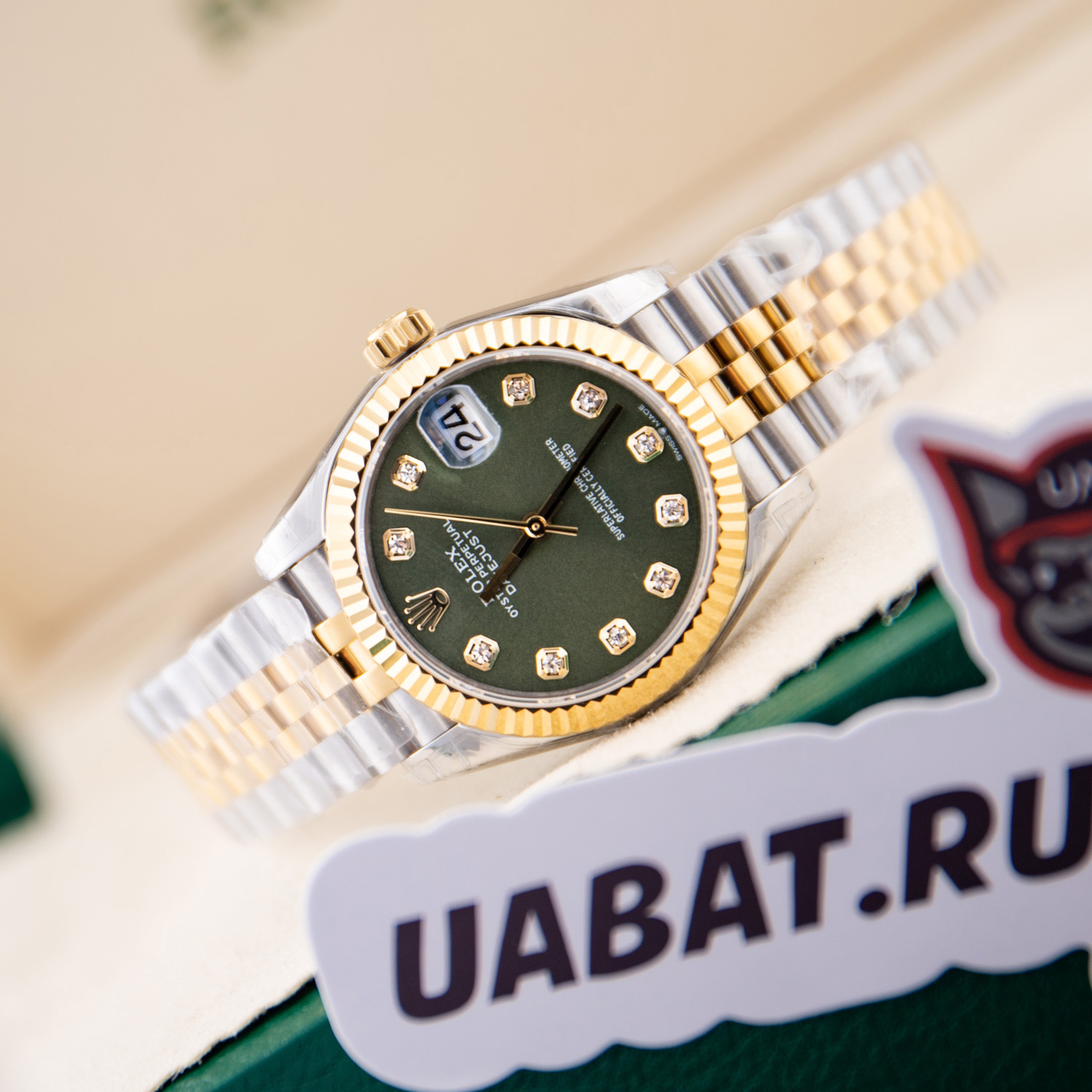 datejust 31mm green 10 Di*m*nd steel rolesor jubilee 278273