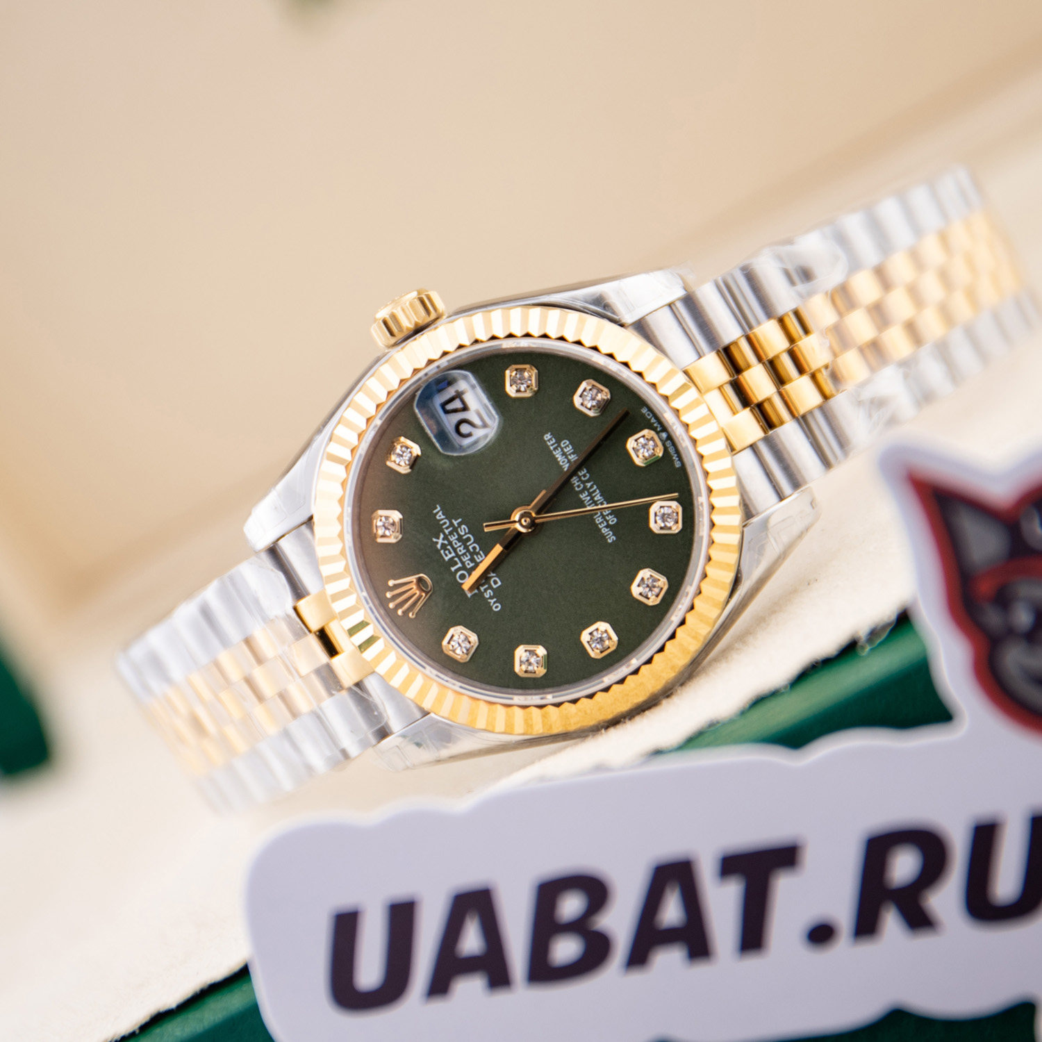 datejust 31mm green 10 Di*m*nd steel rolesor jubilee 278273