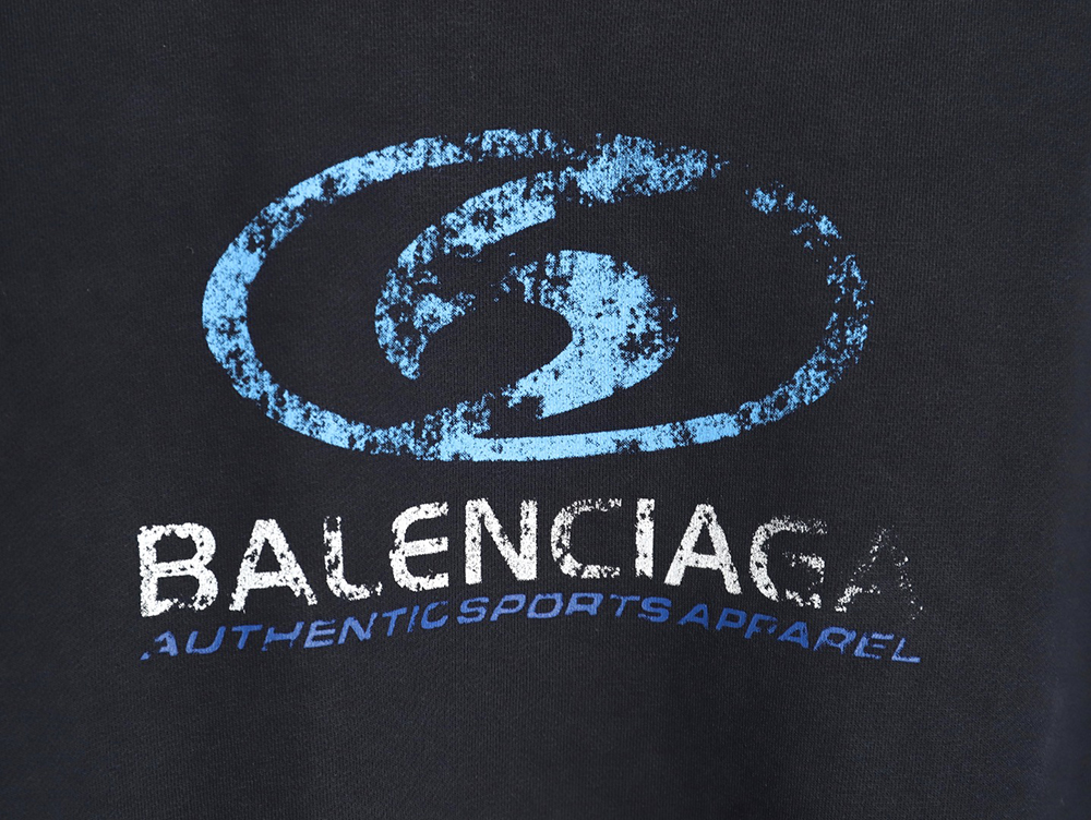Ba*len*cia*ga distressed washed printed crew neck sweatshirt