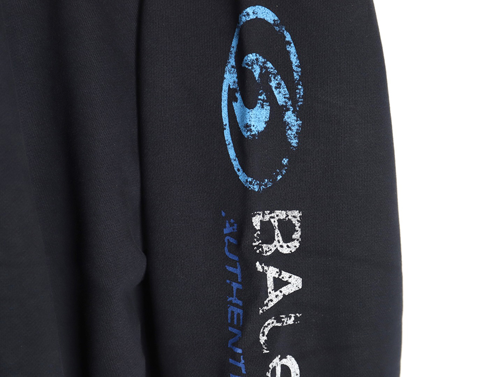 Ba*len*cia*ga distressed washed printed crew neck sweatshirt