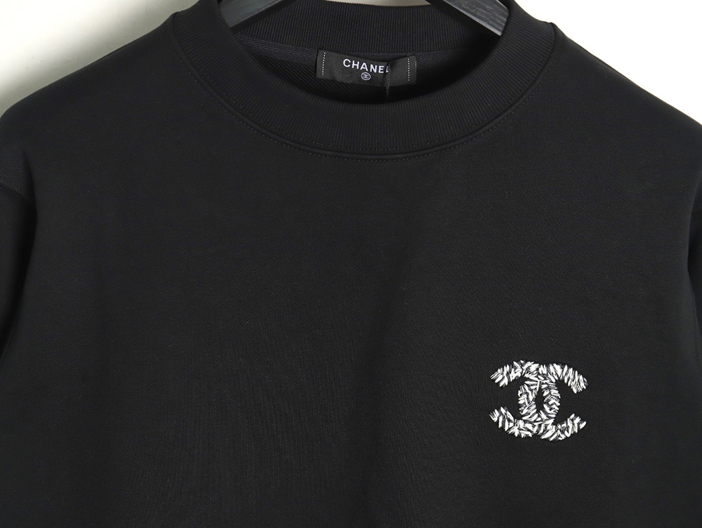 Ch*el double c woven embroidered crew neck sweatshirt tsk1