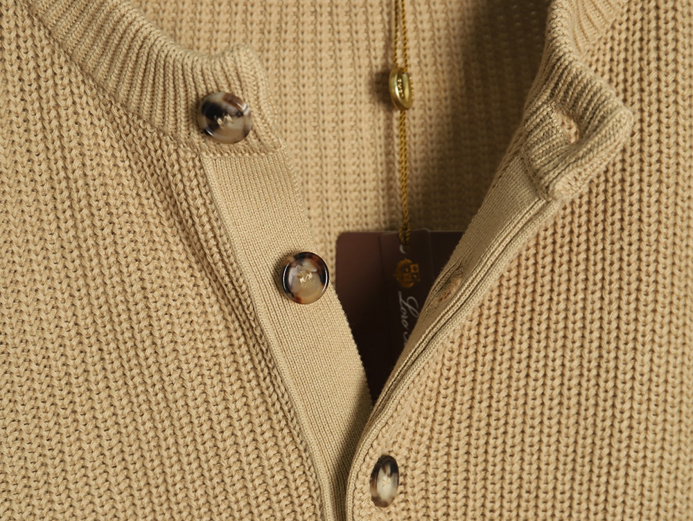 L**o p*ana henley-knit cotton crewneck sweater