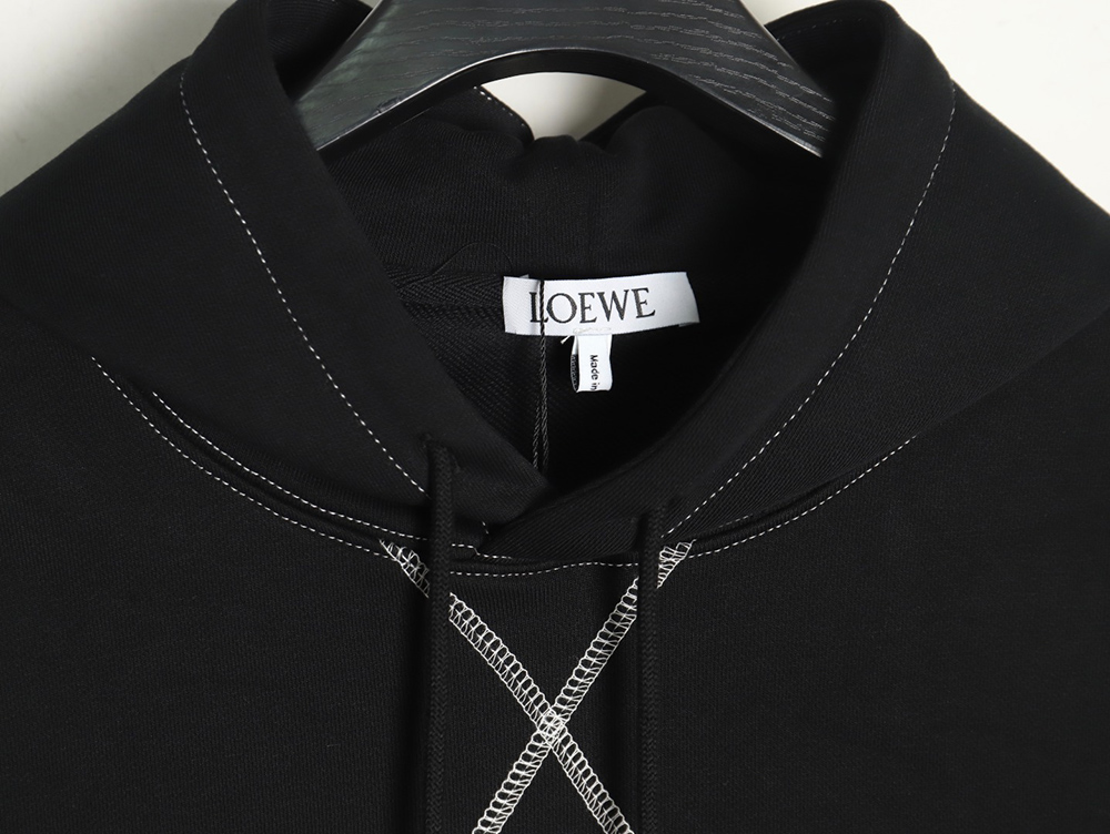 L0ew* embroidered topstitched hooded sweatshirt