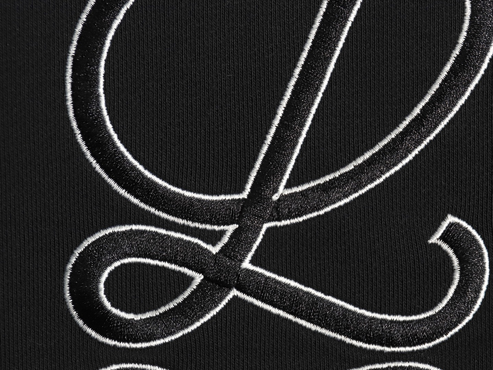 L0ew* embroidered topstitched hooded sweatshirt