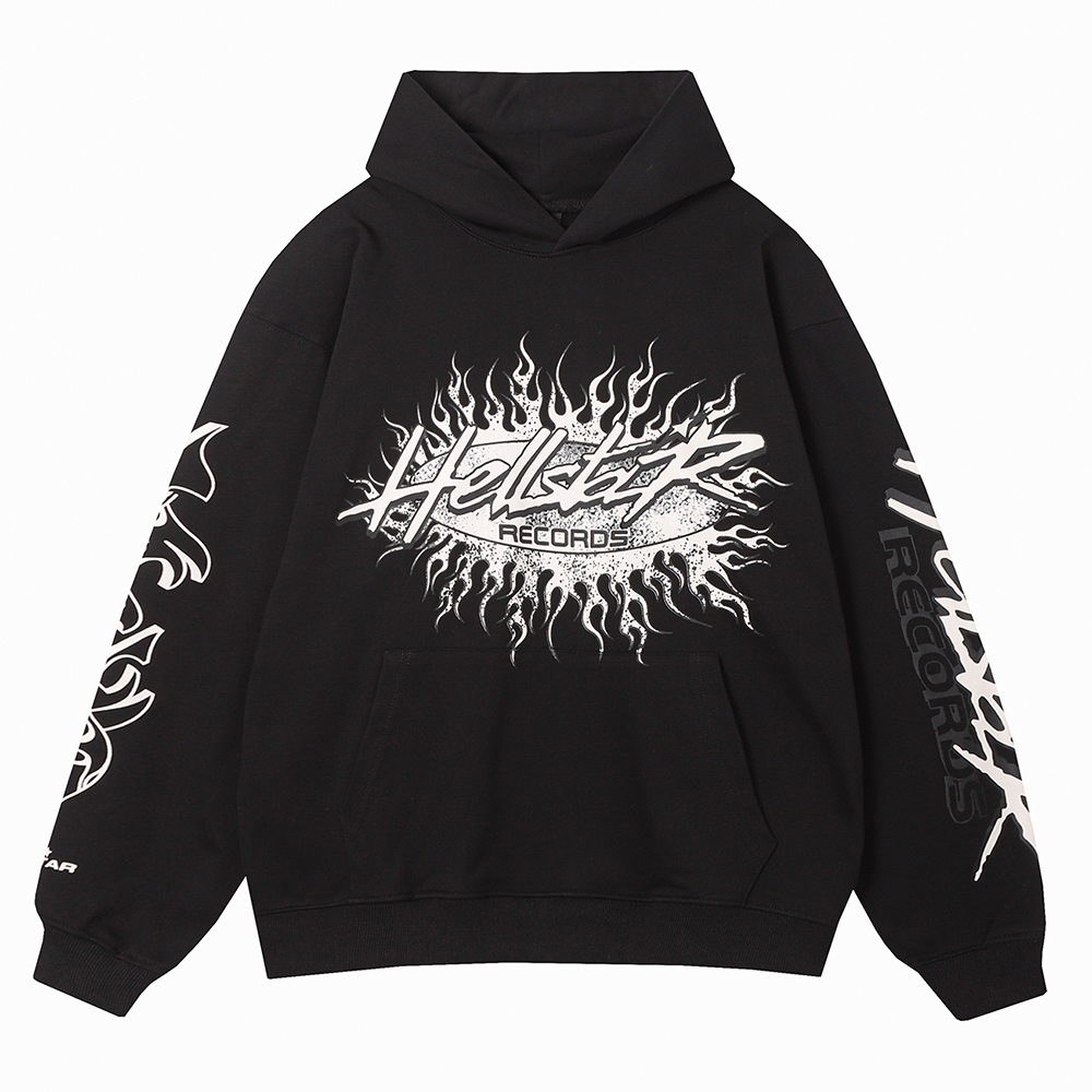 Hell Star Lettering Pattern Hoodie