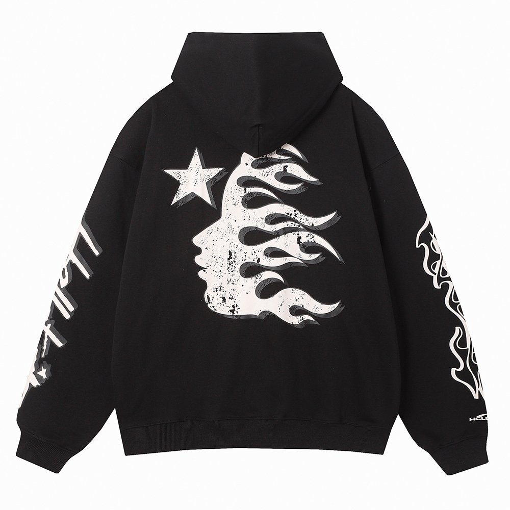 Hell Star Lettering Pattern Hoodie