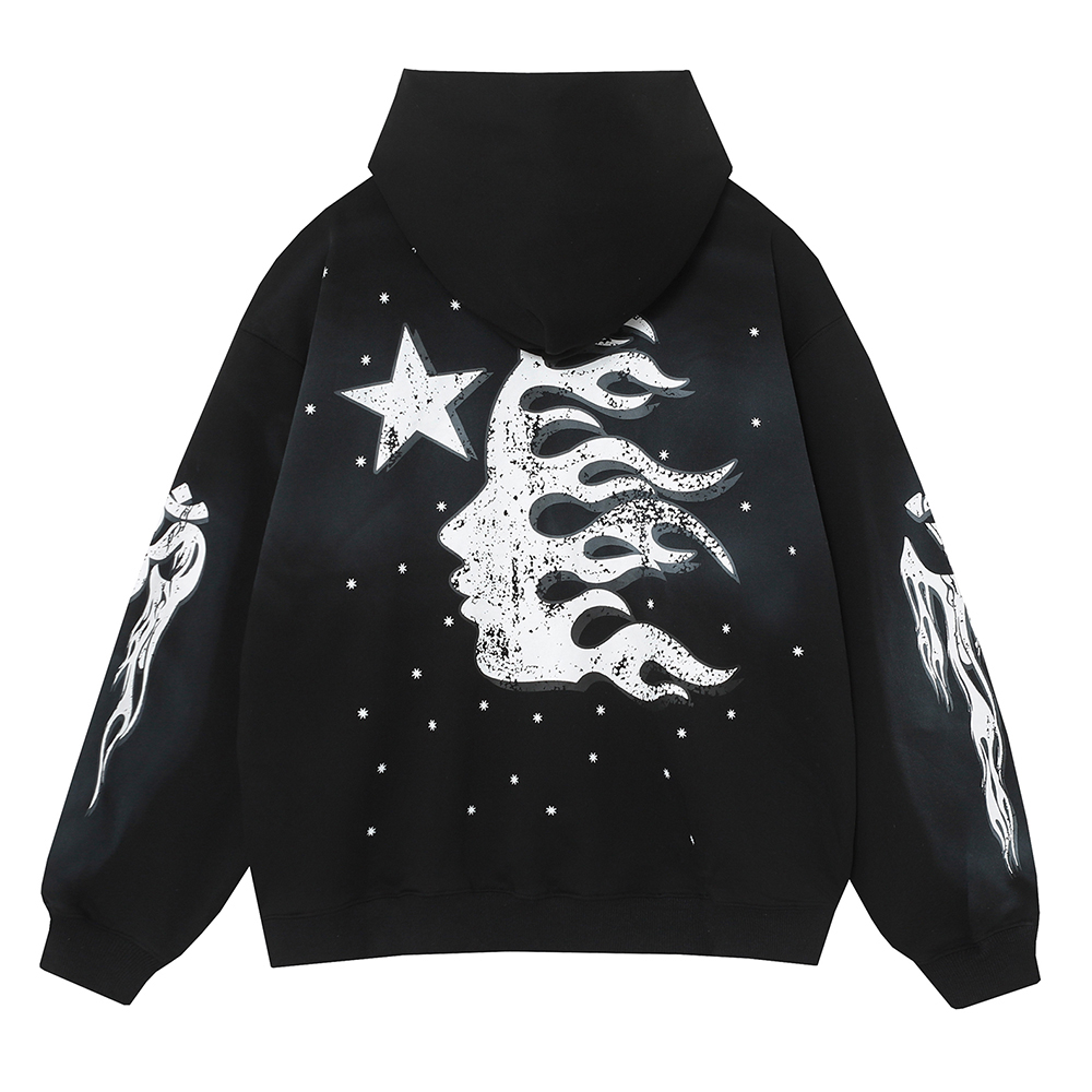 Hell Star Lettering Pattern Hoodie