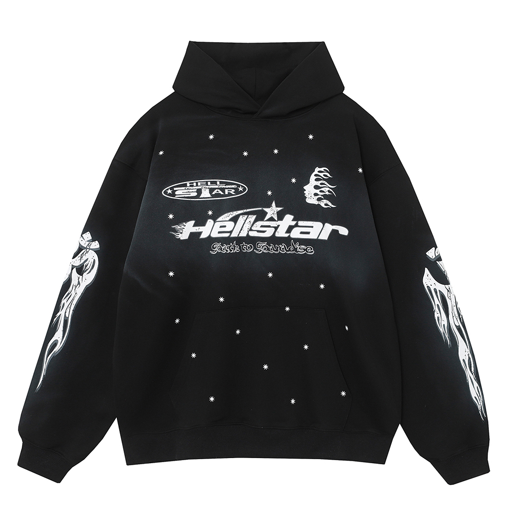 Hell Star Lettering Pattern Hoodie