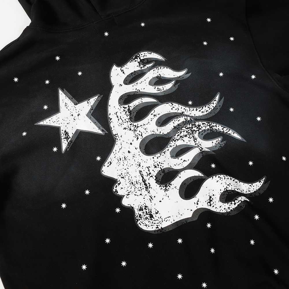 Hell Star Lettering Pattern Hoodie