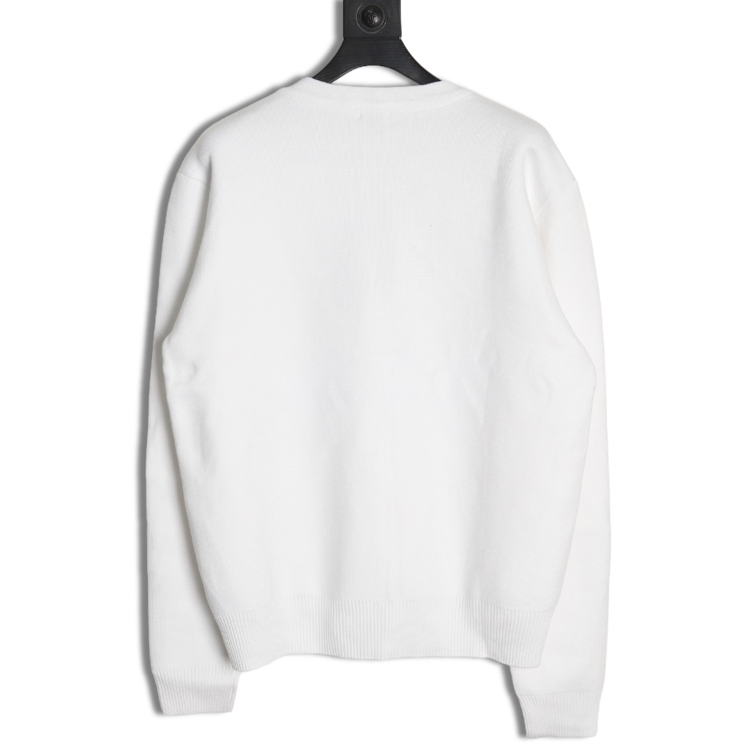 B**rry check lettering embroidery knitted pullover