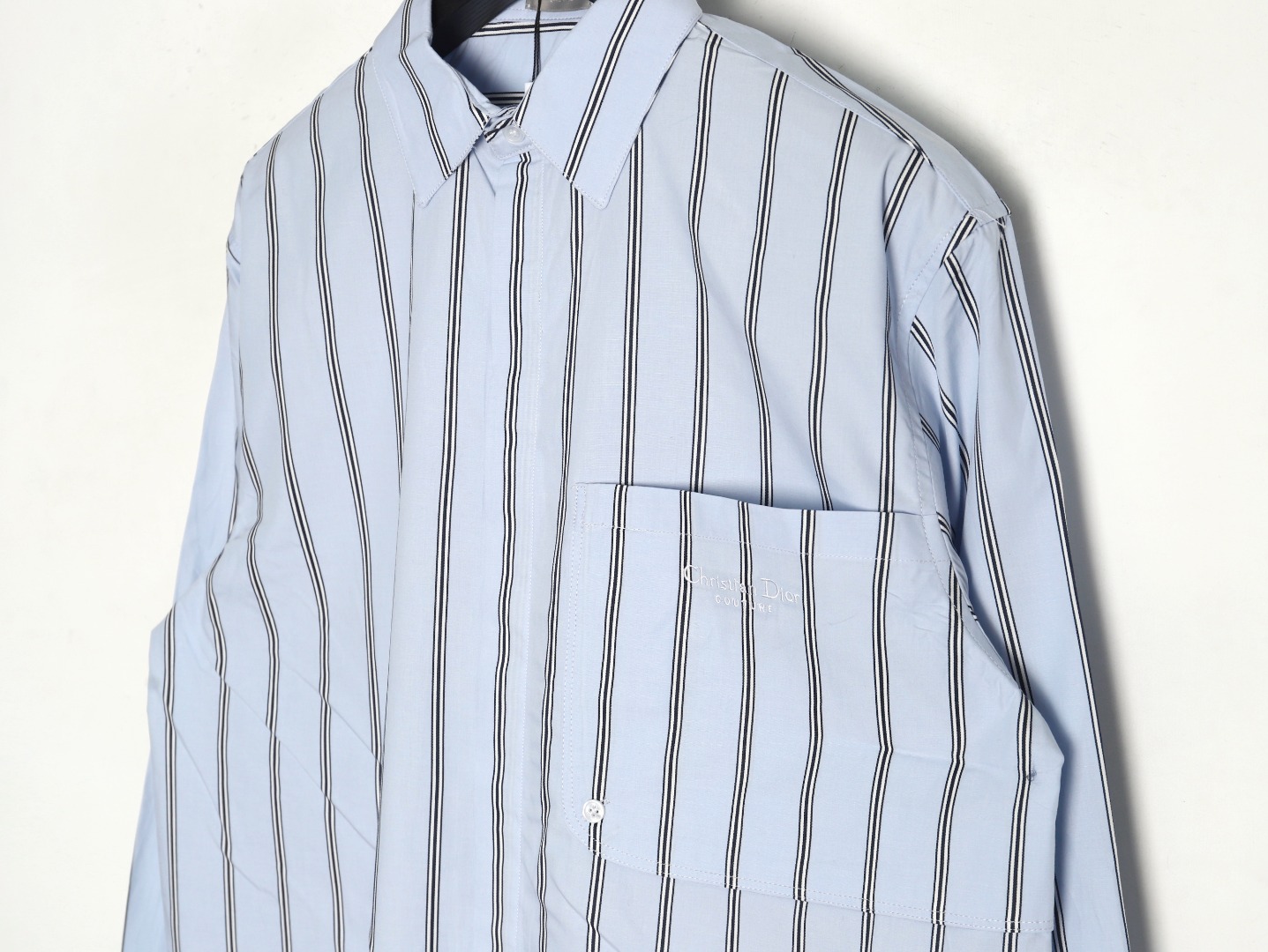 D*or vertical stripes pocket small logo long sleeve shirt