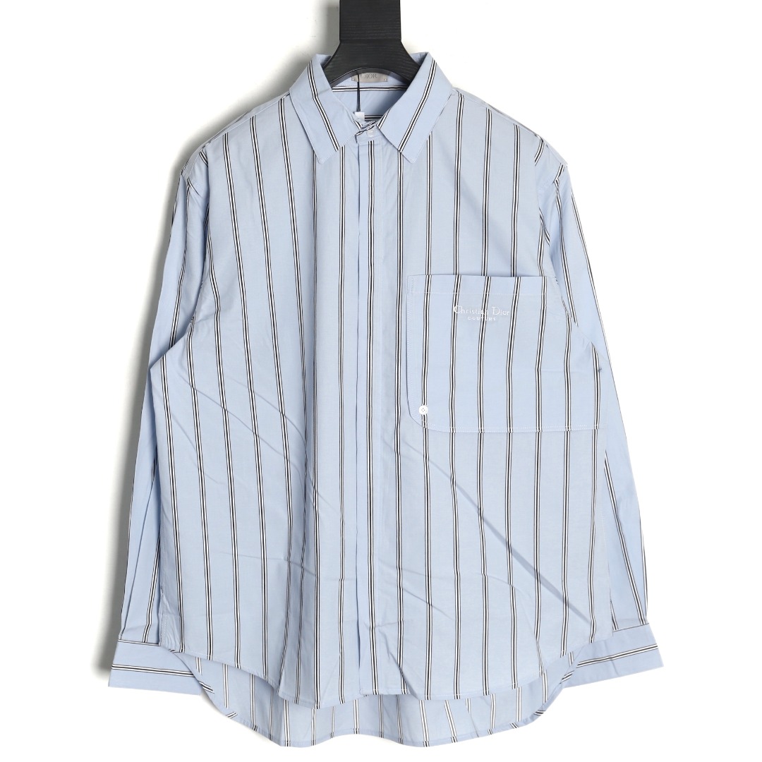D*or vertical stripes pocket small logo long sleeve shirt