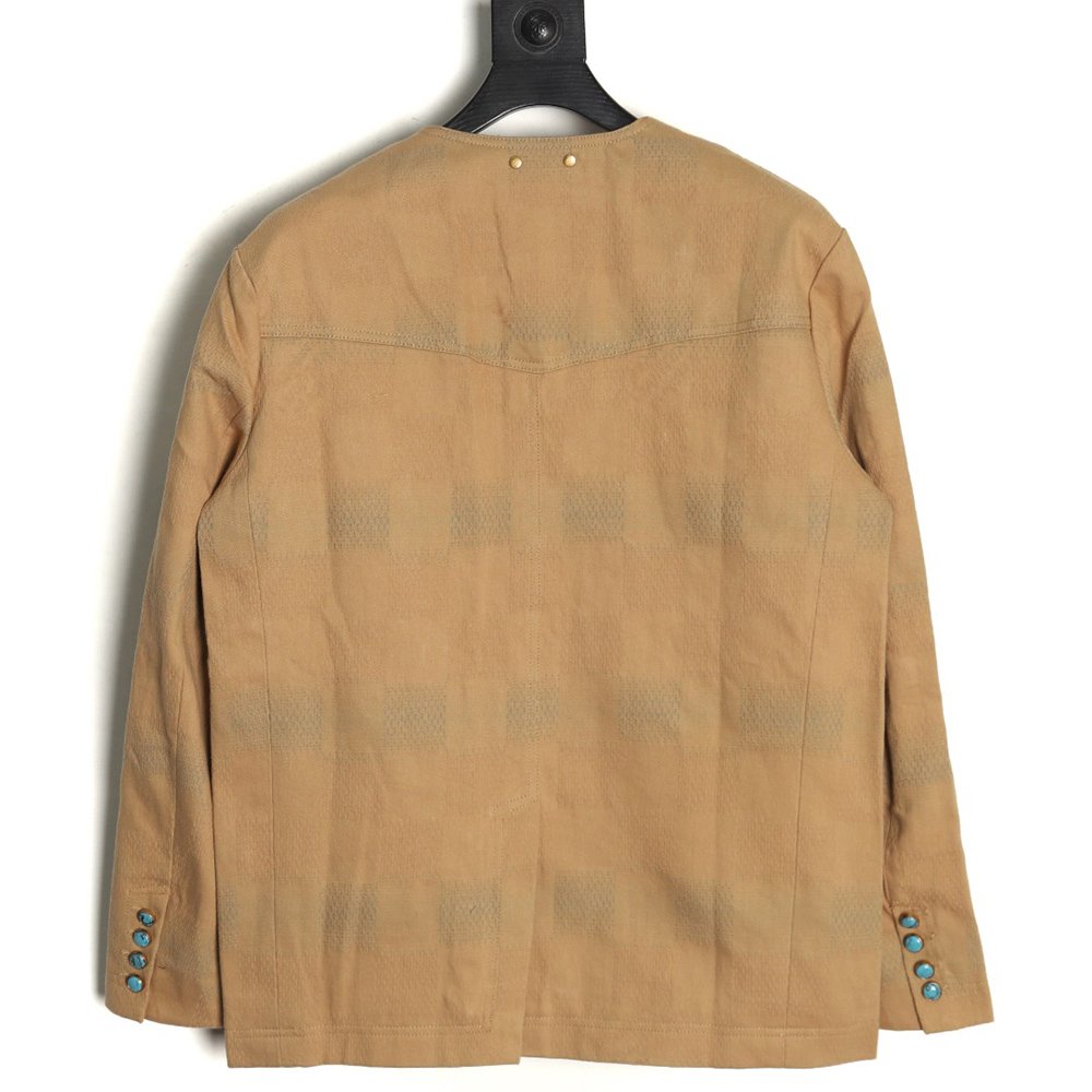 l0*is V*t0n pharrell joint embroidered turquoise checkerboard denim jacket