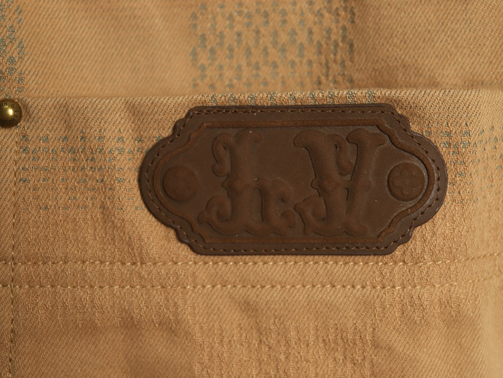 l0*is V*t0n pharrell joint embroidered turquoise checkerboard denim jacket