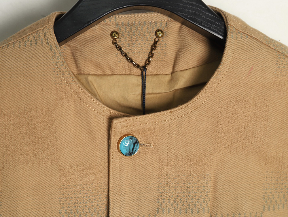 l0*is V*t0n pharrell joint embroidered turquoise checkerboard denim jacket