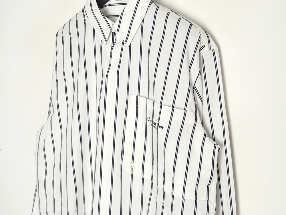 D*or striped shirt with pocket embroidery