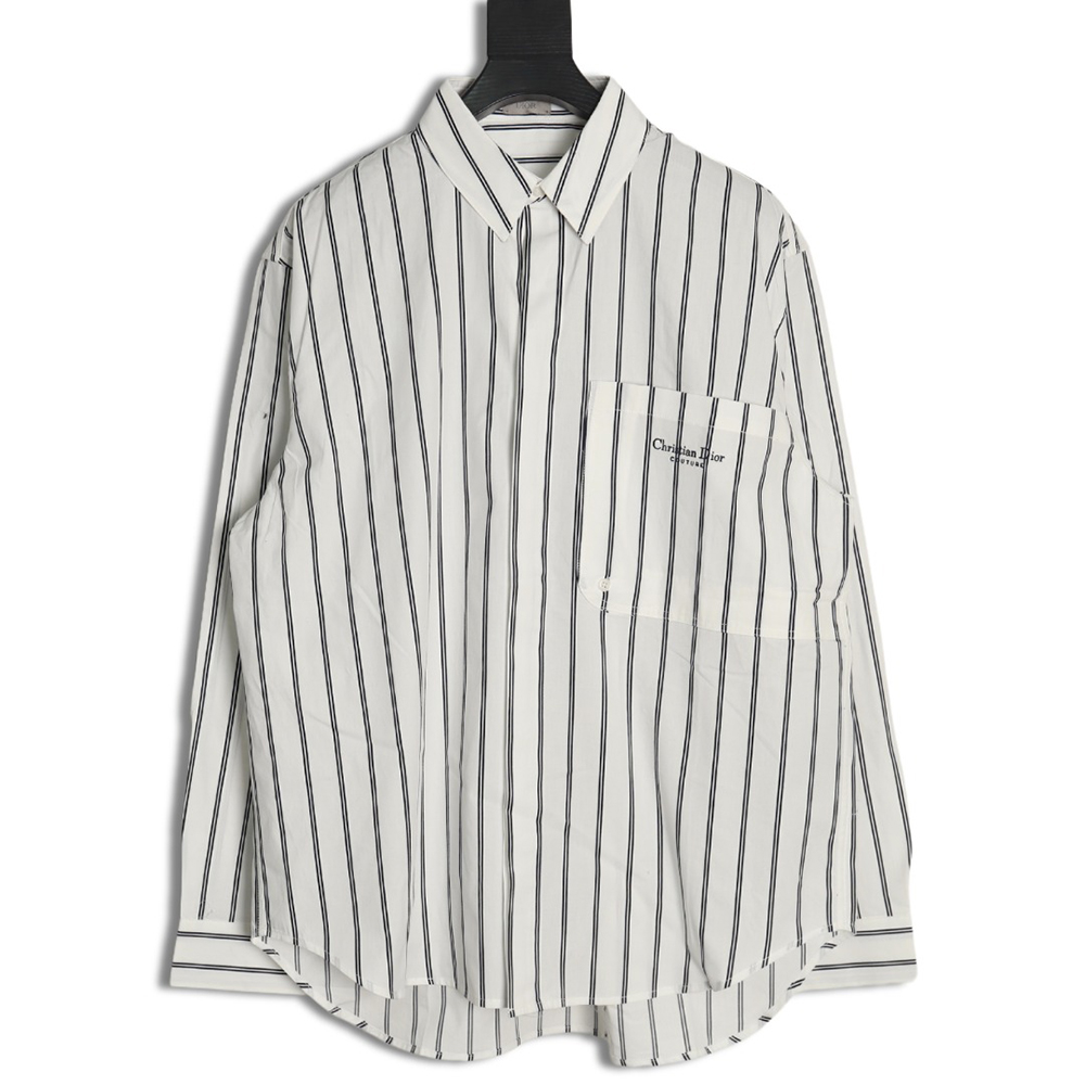D*or striped shirt with pocket embroidery