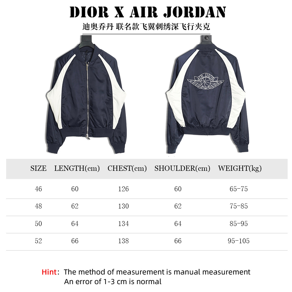 D*or & air jordan joint model flying wings embroidered flight jacket